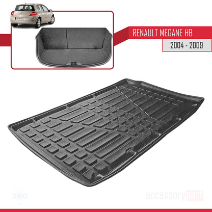 Tapis de Coffre pour Renault Megane Hayon 2004-2009 Flexible NOIR