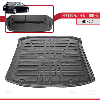 Compatible avec Seat Ibiza 4 (6J) ST 2011-2017 Flexible Tapis de Coffre Plancher de Chargement Noir