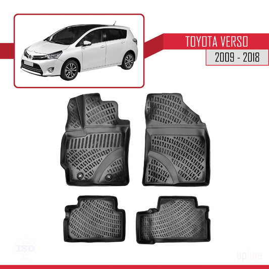 Compatibile con Toyota Verso (AR20) 2009-2018 4D Tappeti in Gomma Nero