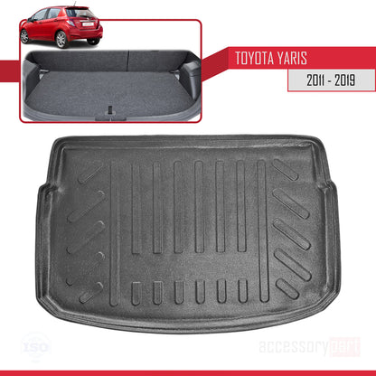 Compatible avec Toyota Yaris 3 (XP130) 2011-2019 Flexible Tapis de Coffre Plancher de Chargement Noir