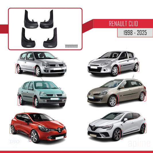 Compatibile con Renault Clio 1998-2025 Parafanghi Anteriori e Posteriori Set del Veicolo 4 Pezzi Nero