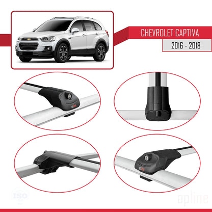 Compatibile con Chevrolet Captiva 2016-2018 ACE-1 Barre portatutto per auto Portapacchi in alluminio grigio 2 barre