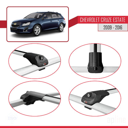 Compatibile con Chevrolet Cruze (J300) 2009-2016 ACE-1 Barre portatutto per auto Portapacchi in alluminio grigio 3 barre