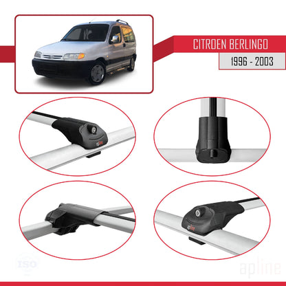 Compatibile con Citroen Berlingo (M49) 1996-2003 ACE-1 Barre portatutto per auto Portapacchi in alluminio grigio 3 barre
