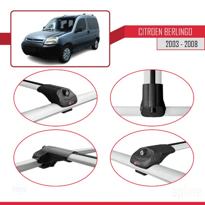 Compatibile con Citroen Berlingo (M59) 2003-2008 ACE-1 Barre portatutto per auto Portapacchi in alluminio grigio 2 barre