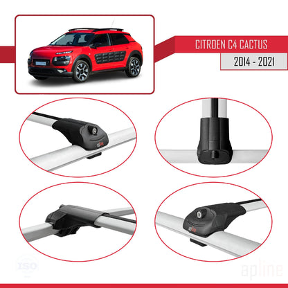 Compatibile con Citroen C4 Cactus 2014-2021 ACE-1 Barre portatutto per auto Portapacchi in alluminio grigio 3 barre