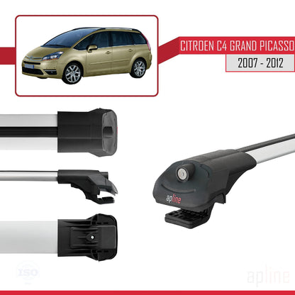 Compatibile con Citroen Grand C4 Picasso 2007-2012 ACE-1 Barre portatutto per auto Portapacchi in alluminio grigio 2 barre