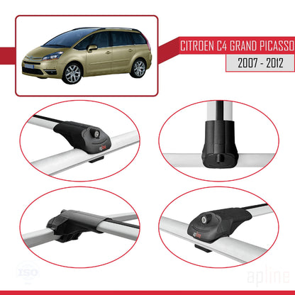 Compatibile con Citroen Grand C4 Picasso 2007-2012 ACE-1 Barre portatutto per auto Portapacchi in alluminio grigio 2 barre