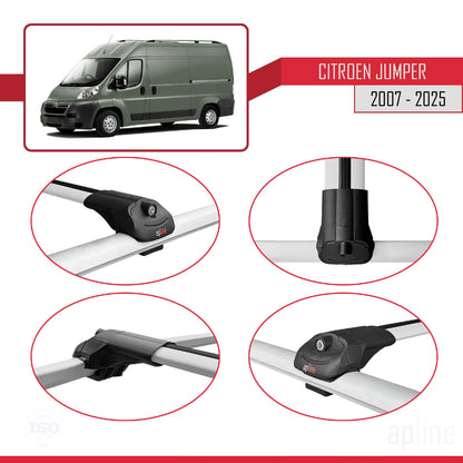 Compatible with Citroen Jumper 2 2007-2025 ACE-1 Car Roof Rack Cross Bar Grey Aluminium 4 Bars