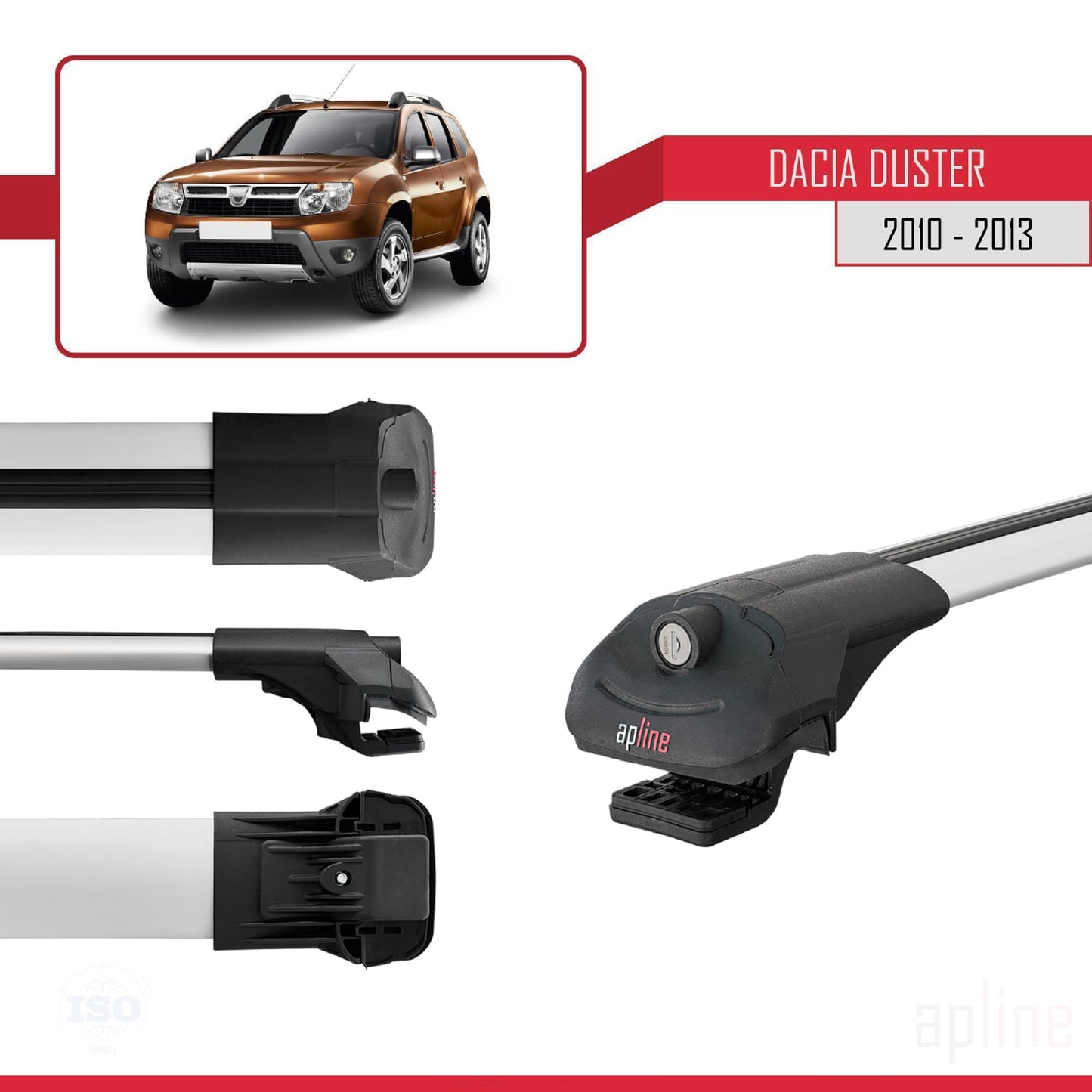 Compatibile con Dacia Duster (HS) Pre-Facelift 2010-2013 ACE-1 Barre portatutto per auto Portapacchi in alluminio grigio 2 barre