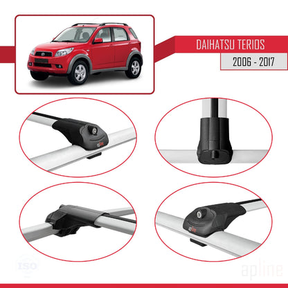 Compatibile con Daihatsu Terios 2 (J200) 2006-2017 ACE-1 Barre portatutto per auto Portapacchi in alluminio grigio 3 barre
