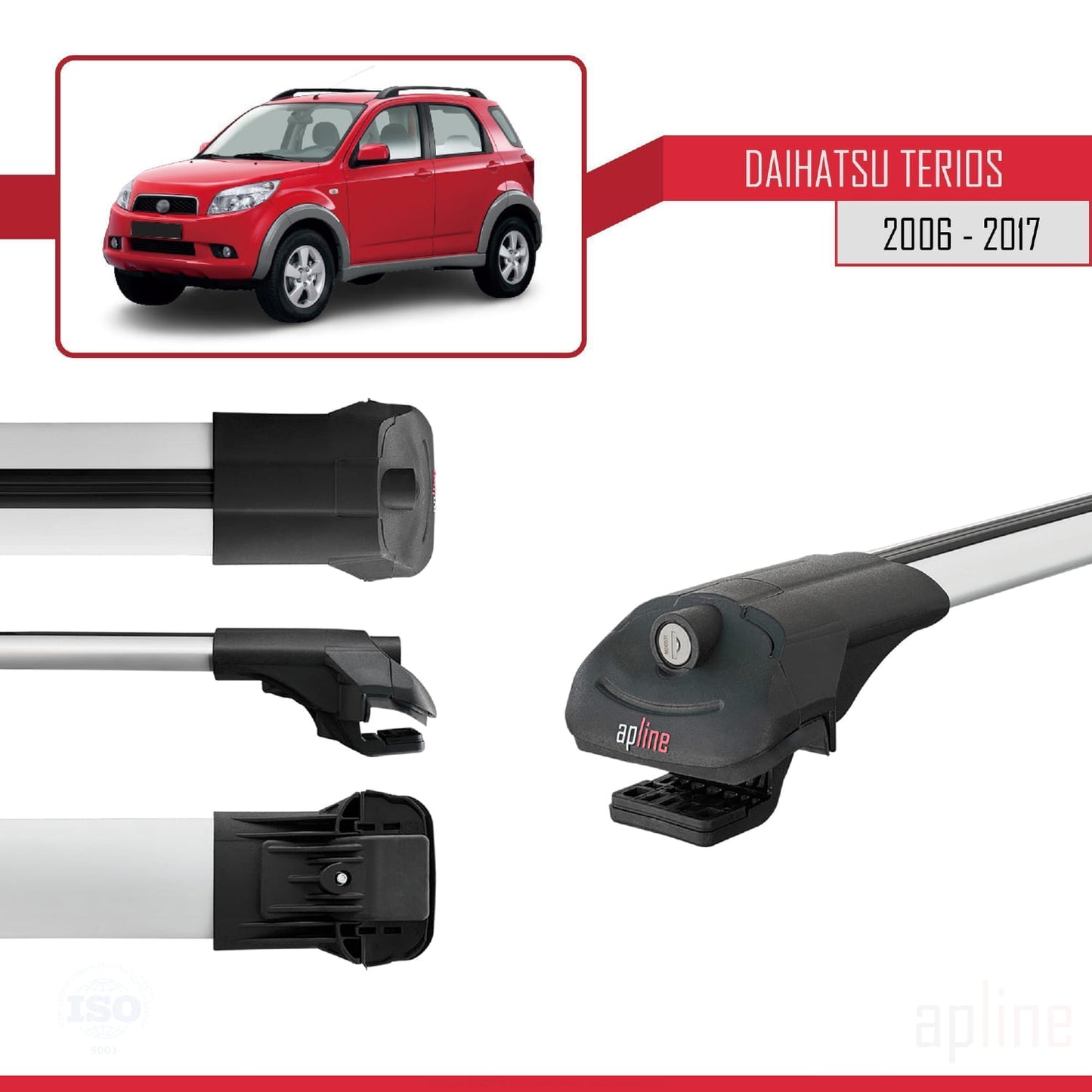 Compatibile con Daihatsu Terios 2 (J200) 2006-2017 ACE-1 Barre portatutto per auto Portapacchi in alluminio grigio 2 barre