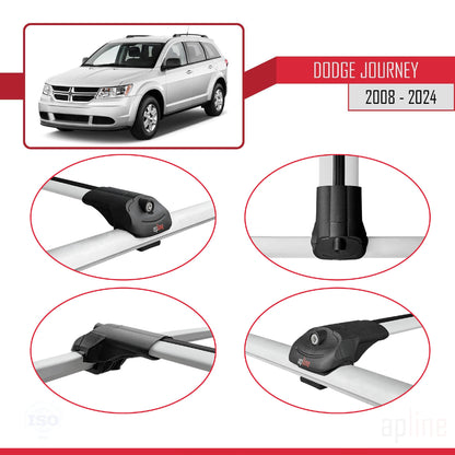 Compatibile con Dodge Journey 2008-2024 ACE-1 Barre portatutto per auto Portapacchi in alluminio grigio 2 barre