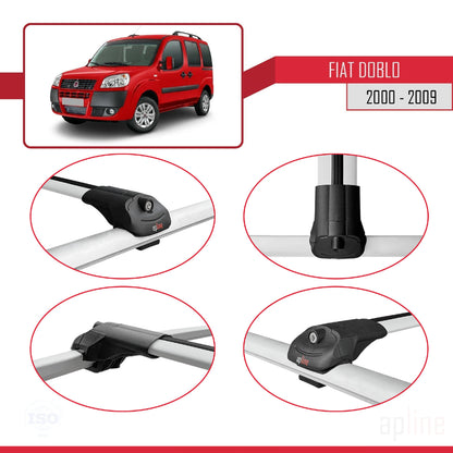 Compatibile con Fiat Doblo 2000-2009 ACE-1 Barre Portatutto Portapacchi Auto Alluminio Grigio 3 Barre