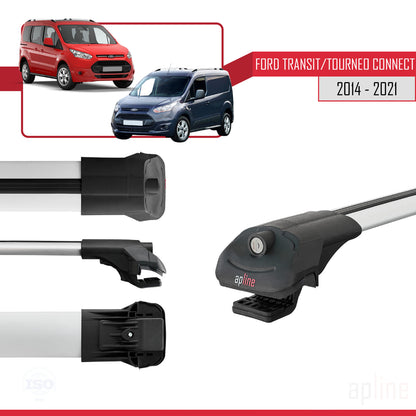 Compatibile con Ford Transit/Tourneo Connect 2 2014-2021 ACE-1 Barre portatutto per auto Portapacchi in alluminio grigio 3 barre