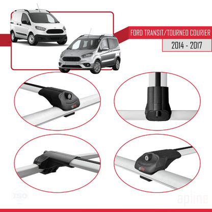 Compatibile con Ford Transit/Tourneo Courier Pre-Facelift 2014-2017 ACE-1 Barre portatutto per auto Portapacchi in alluminio grigio 3 barre