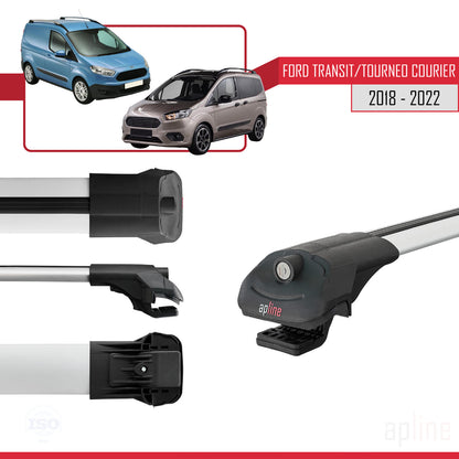 Compatibile con Ford Transit/Tourneo Courier Post-Facelift 2018-2022 ACE-1 Barre portatutto per auto Portapacchi in alluminio grigio 2 barre