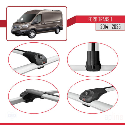 Compatibile con Ford Transit 2014-2025 ACE-1 Barre portatutto per auto Portapacchi in alluminio grigio 4 barre