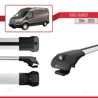 Compatibile con Ford Transit 2014-2025 ACE-1 Barre portatutto per auto Portapacchi in alluminio grigio 2 barre