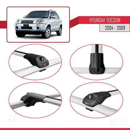 Compatible with Hyundai Tucson (JM) 2004-2009 ACE-1 Car Roof Rack Cross Bar Grey Aluminium 3 Bars