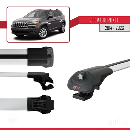 Compatible with Jeep Cherokee 5 (KL) 2014-2023 ACE-1 Car Roof Rack Cross Bar Grey Aluminium 2 Bars