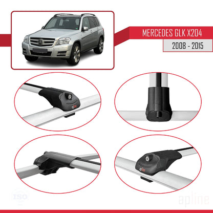 Compatible avec Mercedes Classe GLK (X204) 2008-2015 ACE-1 Barres de Toit Railing Porte-Bagages de Voiture Gris Aluminium 2 Barres