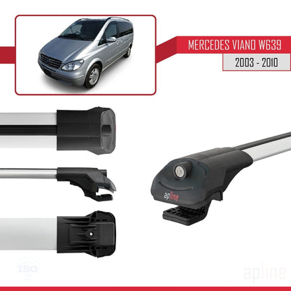 Compatible with Mercedes Viano 2 (W639) Pre-Facelift 2003-2010 ACE-1 Car Roof Rack Cross Bar Grey Aluminium 2 Bars