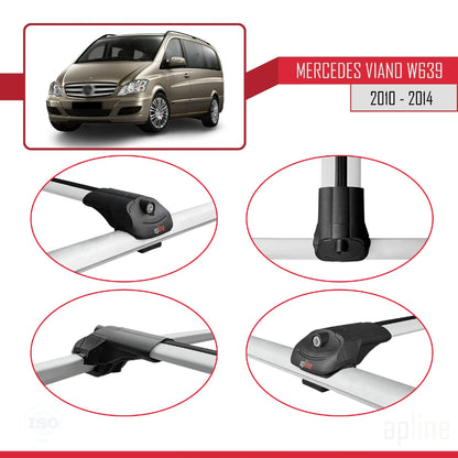 Compatible avec Mercedes Viano 2 (W639) Post-Facelift 2010-2014 ACE-1 Barres de Toit Railing Porte-Bagages de Voiture Gris Aluminium 4 Barres