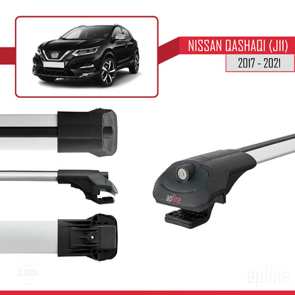 Compatible avec Nissan Qashqai 2 (J11) Post-Facelift 2017-2021 ACE-1 Barres de Toit Railing Porte-Bagages de Voiture Gris Aluminium 3 Barres
