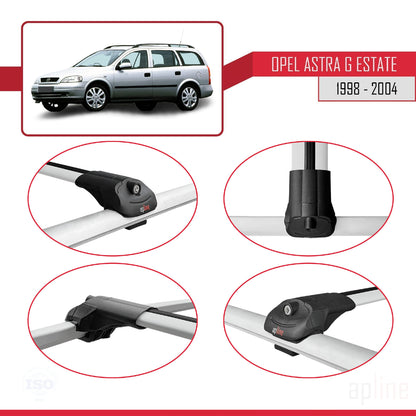 Compatible avec Opel Astra G (T98) Break 1998-2004 ACE-1 Barres de Toit Railing Porte-Bagages de Voiture Gris Aluminium 3 Barres