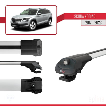 Compatible with Skoda Kodiaq 2017-2023 ACE-1 Car Roof Rack Cross Bar Grey Aluminium 3 Bars