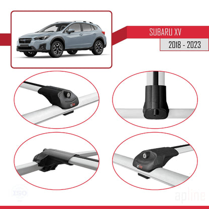 Compatible avec Subaru XV 2 2018-2023 ACE-1 Barres de Toit Railing Porte-Bagages de Voiture Gris Aluminium 2 Barres