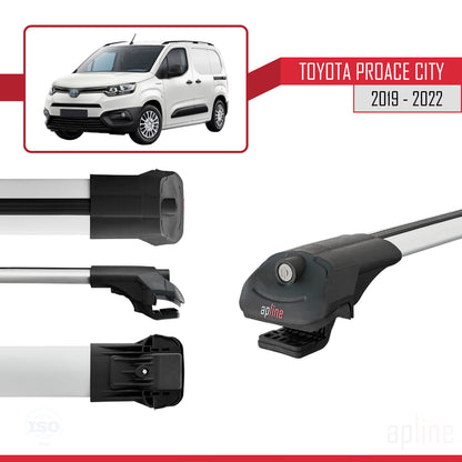 Compatible avec Toyota Proace City 2019-2022 ACE-1 Barres de Toit Railing Porte-Bagages de Voiture Gris Aluminium 2 Barres
