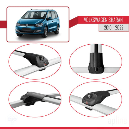 Compatible avec Volkswagen Sharan 2 (7N) 2010-2022 ACE-1 Barres de Toit Railing Porte-Bagages de Voiture Gris Aluminium 3 Barres