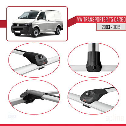 Compatible avec Volkswagen T5 Transporter 2003-2015 ACE-1 Barres de Toit Railing Porte-Bagages de Voiture Gris Aluminium 3 Barres