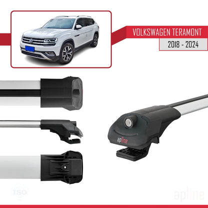 Compatible avec Volkswagen Teramont (CA1) 2018-2024 ACE-1 Barres de Toit Railing Porte-Bagages de Voiture Gris Aluminium 3 Barres