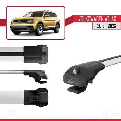 Compatible avec Volkswagen Atlas (CA1) 2018-2023 ACE-1 Barres de Toit Railing Porte-Bagages de Voiture Gris Aluminium 2 Barres