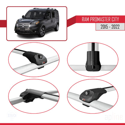 Compatible avec Ram Promaster City (636) 2015-2022 ACE-1 Barres de Toit Railing Porte-Bagages de Voiture Gris Aluminium 3 Barres