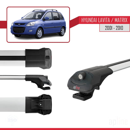 Compatibile con Hyundai Matrix (FC) 2001-2010 ACE-1 Barre portatutto per auto Portapacchi in alluminio grigio 3 barre