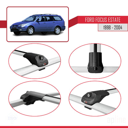 Compatibile con Ford Focus (C170) Station Wagon 1998-2004 ACE-1 Barre portatutto per auto Portapacchi in alluminio grigio 2 barre