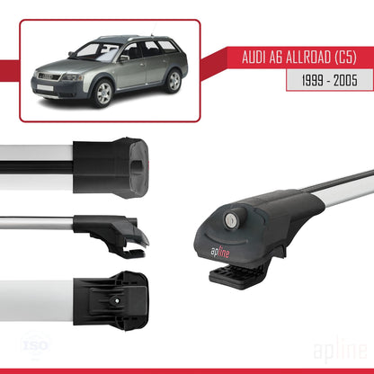 Compatibile con A6 (C5) Allroad 1999-2005 ACE-1 Barre portatutto per auto Portapacchi in alluminio grigio 3 barre