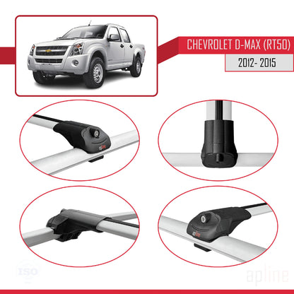 Compatibile con Chevrolet D-Max (RT50) 2012-2015 ACE-1 Barre portatutto per auto Portapacchi in alluminio grigio 3 barre