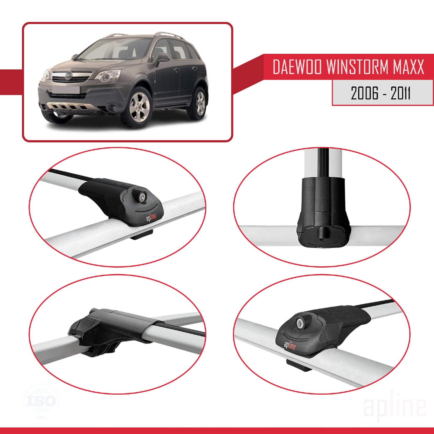 Compatibile con Daewoo Winstorm MaXX 2006-2011 ACE-1 Barre portatutto per auto Portapacchi in alluminio grigio 2 barre