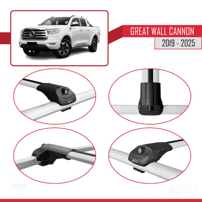 Compatibile con Great Wall Cannon 2019-2025 ACE-1 Barre portatutto per auto Portapacchi in alluminio grigio 2 barre