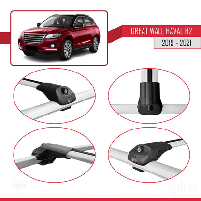 Compatibile con Great Wall Haval H2 2019-2021 ACE-1 Barre portatutto per auto Portapacchi in alluminio grigio 2 barre