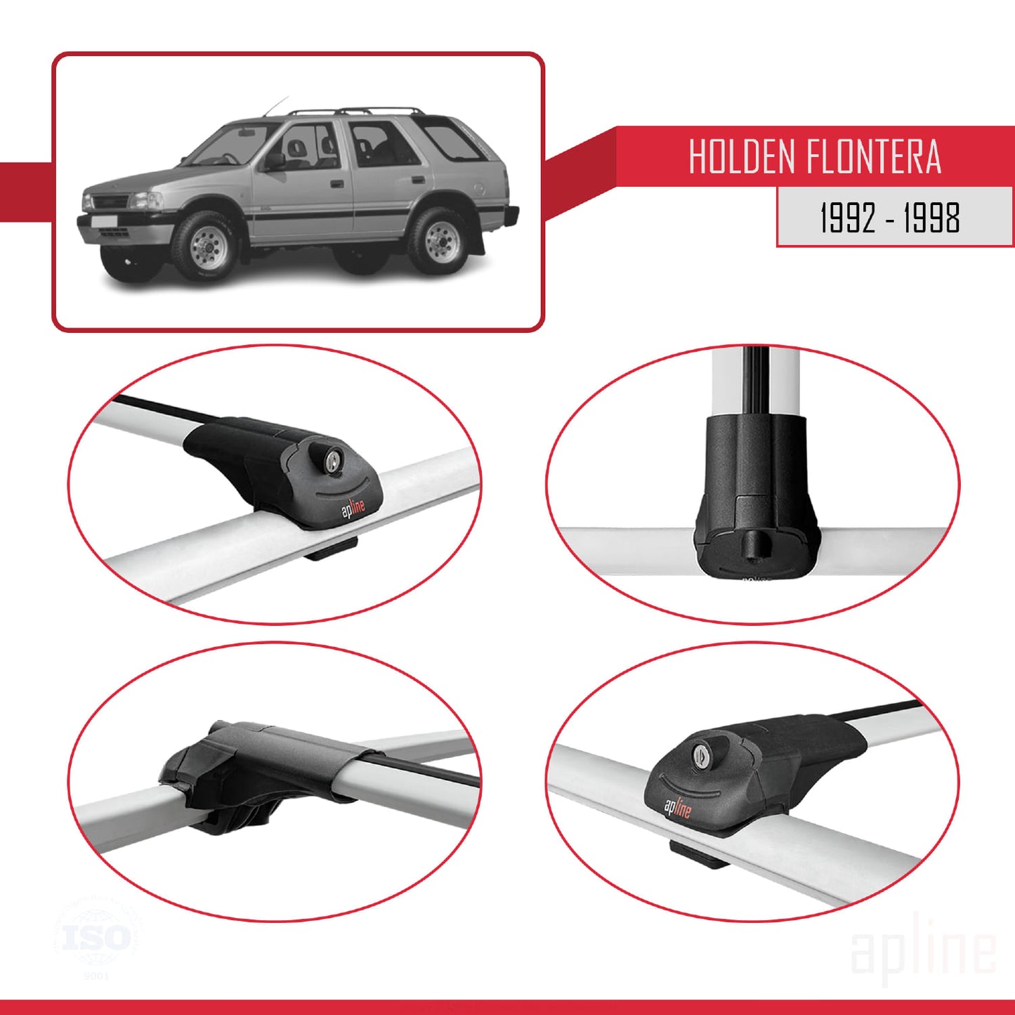 Compatibile con Holden Frontera 1992-1998 ACE-1 Barre portatutto per auto Portapacchi in alluminio grigio 3 barre