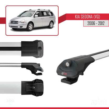Compatible with Kia Sedona 2 (VQ) 2006-2012 ACE-1 Car Roof Rack Cross Bar Grey Aluminium 3 Bars