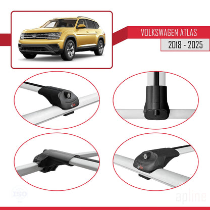 Compatible with Volkswagen Atlas (CA1) 2018-2025 ACE-1 Car Roof Rack Cross Bar Grey Aluminium 2 Bars
