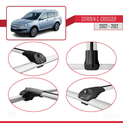 Compatibile con Citroen C-Crosser 2007-2012 ACE-1 Barre portatutto per auto Portapacchi in alluminio grigio 3 barre