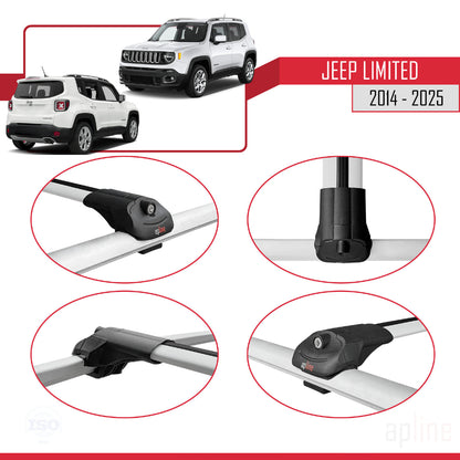 Compatible avec Jeep Limited 2014-2025 ACE-1 Barres de Toit Railing Porte-Bagages de Voiture Gris Aluminium 2 Barres